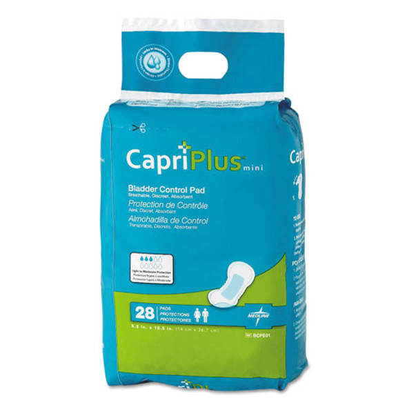 Capri Plus Bladder Control Pads, Regular, 5.5" x 10.5", 28/Pack, 12/Carton