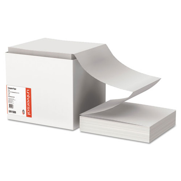 Universal Printout Paper, 1-Part, 15lb, 9.5 x 11, White, 3, 300/Carton