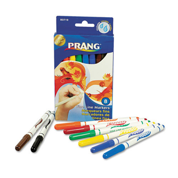 Markers, Fine Point, 8 Assorted Colors, 8/Set