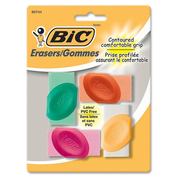 Countoured Comfortable Grip Erasers, Assorted