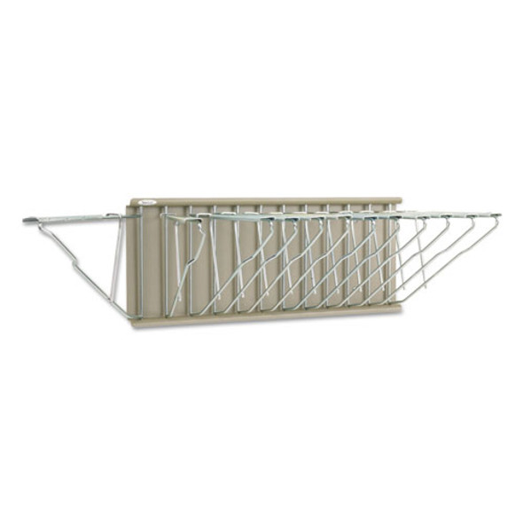 Sheet File Pivot Wall Rack, 12 Hanging Clamps, 24w x 14.75d x 9.75h, Sand