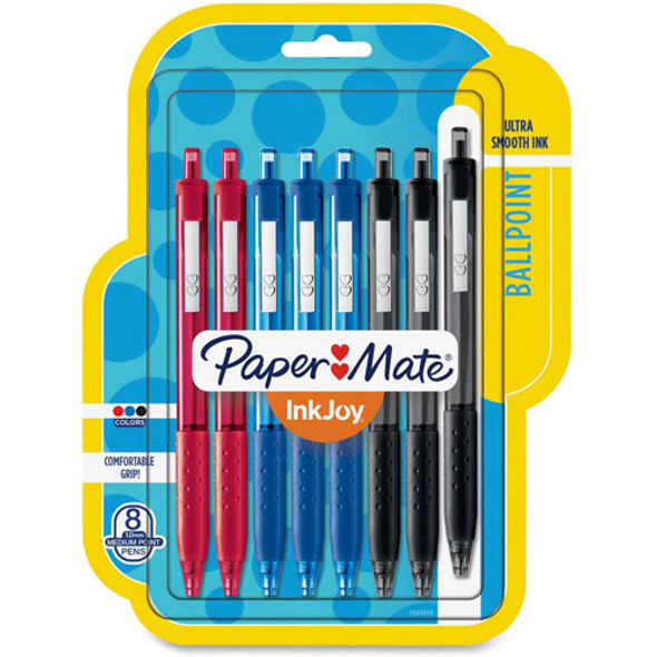 Ballpoint Pens, Retractable 1.0mm, 300RT, 8/PK, Ast Barrel/Ink