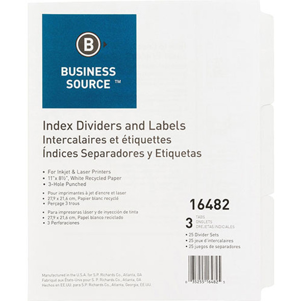 3-Tab Indexed Sheet Dividers, White