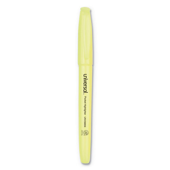 Universal Pocket Highlighters, Chisel Tip, Fluorescent Yellow, 36/Pack