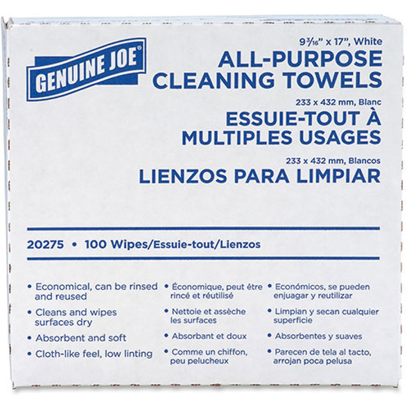 Towels, Cleaning, Reusable, 9-1/2" x 17", 1000/CT, White