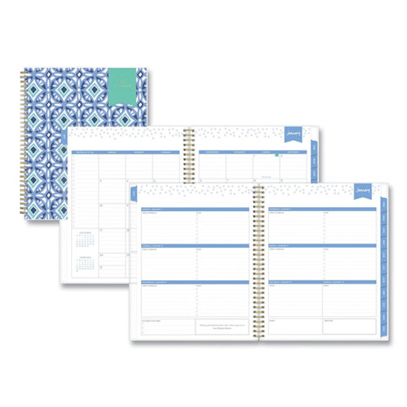 Day Designer Tile Weekly/Monthly Planner, 11 x 8.5, Blue/White Cover, 2022