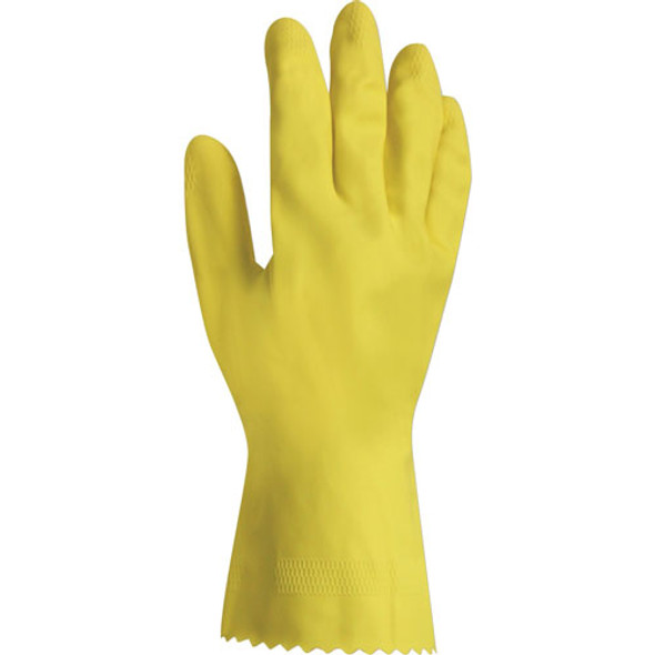 Latex Gloves, Flock Lined, Medium, 12"L, 12PK/CT, Yellow