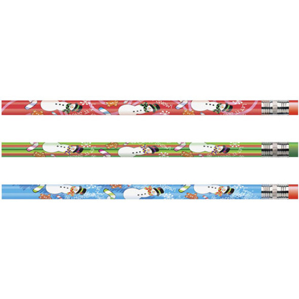 Decorated Wood Pencil, Snowman, HB #2, Assorted, Dozen