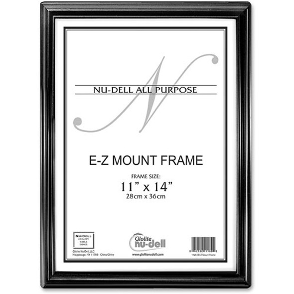 EZ Mount II Document Frame, Plastic, 11 x 14, Black/Silver