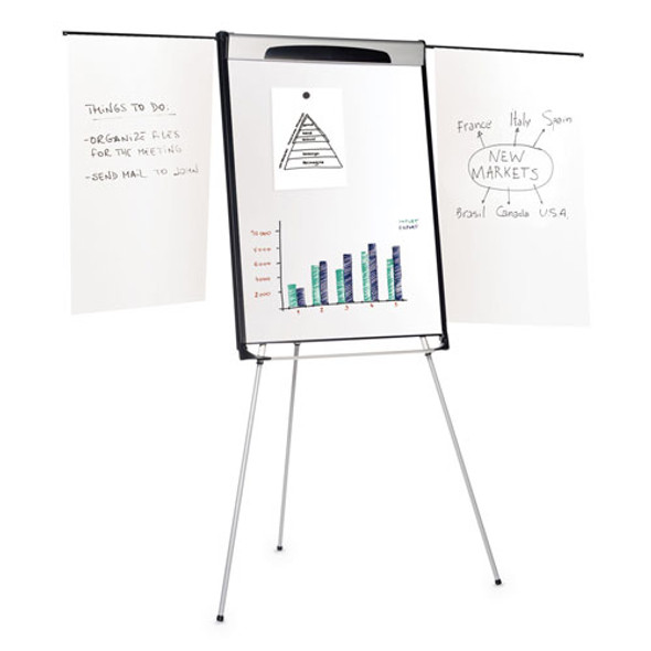 Tripod Extension Bar Magnetic Dry-Erase Easel, 39" to 72" High, Black/Silver