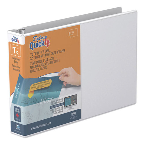 QuickFit Landscape Spreadsheet Round Ring View Binder, 3 Rings, 1.5" Capacity, 11 x 8.5, White