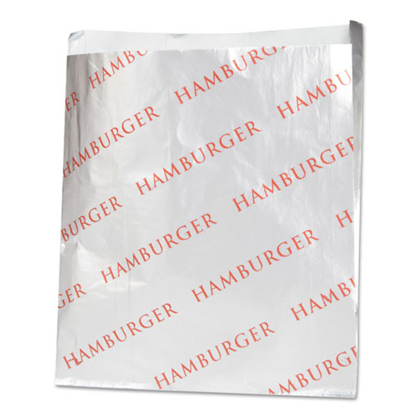 Foil Single-Serve Bags, 6" x 6.5", Silver, Hamburger Design, 1,000/Carton