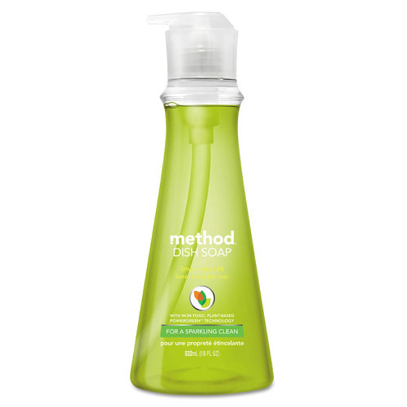 Method Products Dish Soap, Lime & Sea Salt, 18 oz Pump Bottle, 6/Carton