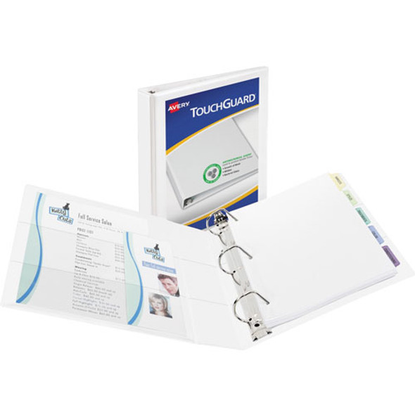 40% Recycled Antimicrobial D Ring Binder, 1" Capacity, White