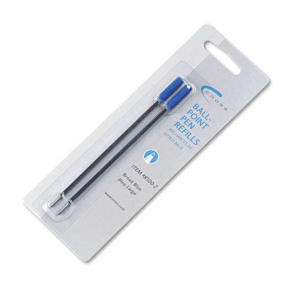 Refill for Cross Ballpoint Pens, Broad Point, Blue Ink, 2/Pack