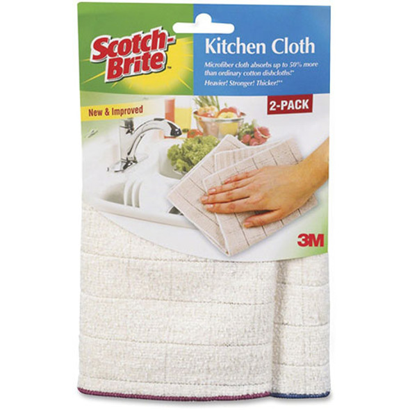 Kitchen Cleaning Cloth, Cloth, 11.50" Width x 12.50" Length, 2/Pack, White