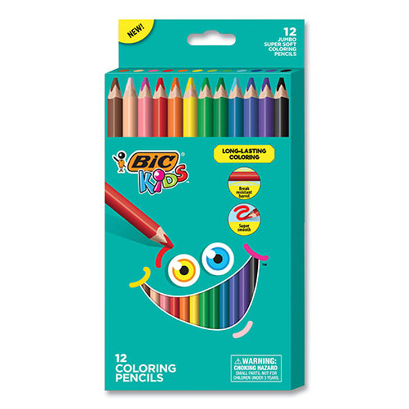 Kids Jumbo Coloring Pencils, 1 mm, HB2 (#2), Assorted Lead, Assorted Barrel Colors, 12/Pack