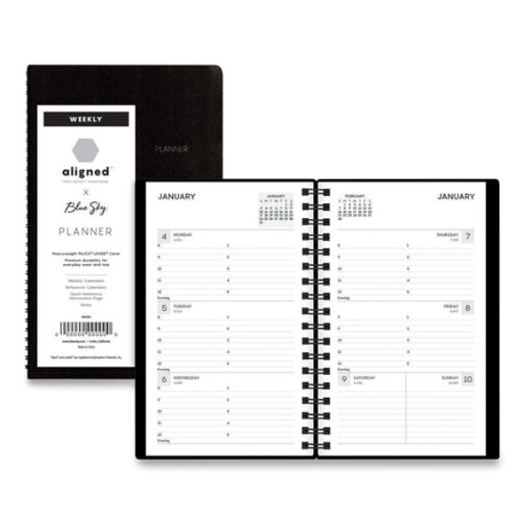 Aligned Weekly Contacts Planner, 6 x 3.5, Black, 2022