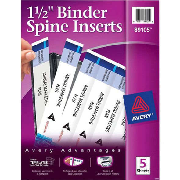 1 1/2" Binder Spine Inserts, White