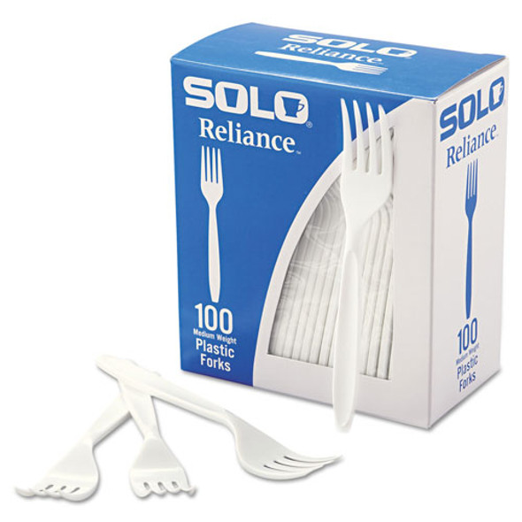 Solo Boxed Reliance Medium Heavy Weight Cutlery, Fork, White, 1000/Carton