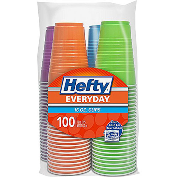 Disposable Cups, 16oz., 100/PK, 4-Color