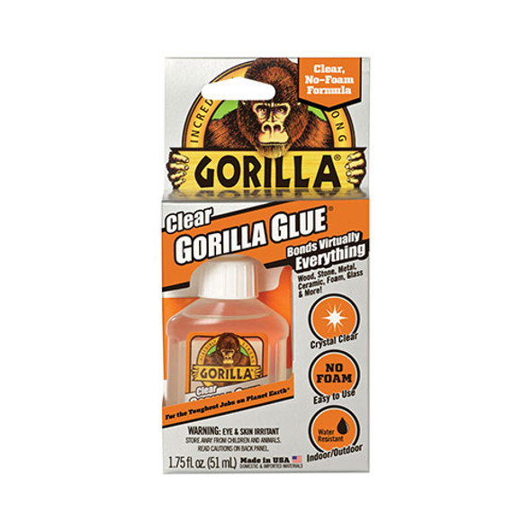 Gorilla Glue Clear Gorilla Glue, 1.75 oz, Dries Clear, 4/Carton