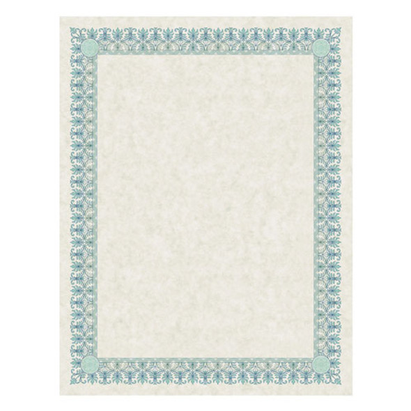 Parchment Certificates, Ivory w/Green & Blue Border, 8 1/2 x 11, 25/Pack