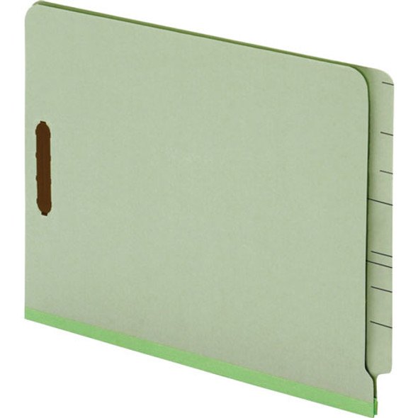 End Tab Pressboard Folders, 2 Fasteners, 2" Expansion, Letter, Green, 25/Box