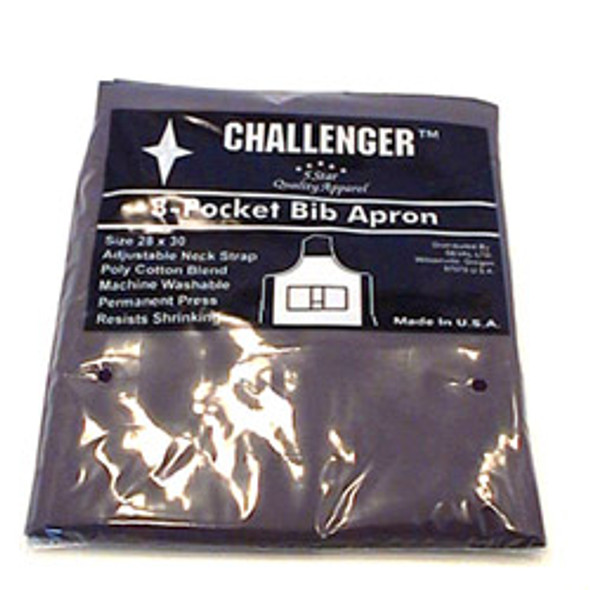Challenger 28" x 30" Black 3 Pocket Adjustable Apron
