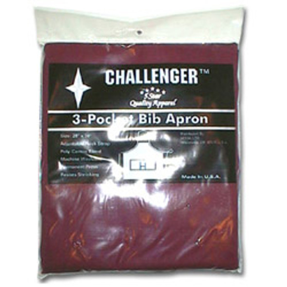 Challenger 28" x 30" Burgundy 3 Pocket Adjustable Apron
