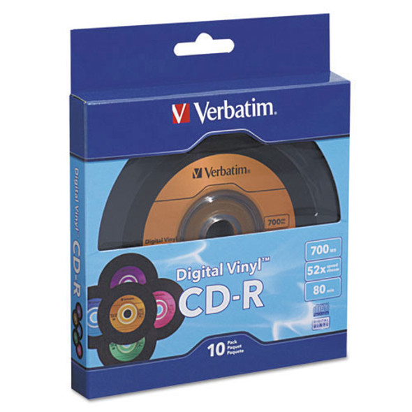 CD-R with Digital Vinyl Surface, 80min, 52X, 10/PK Spindle