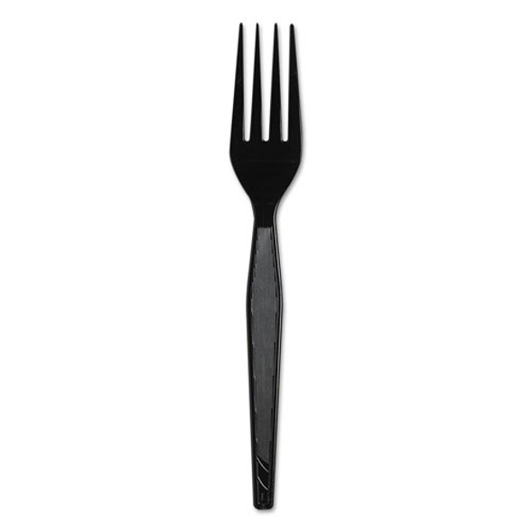 Plastic Cutlery, Heavyweight Forks, Black, 1,000/Carton