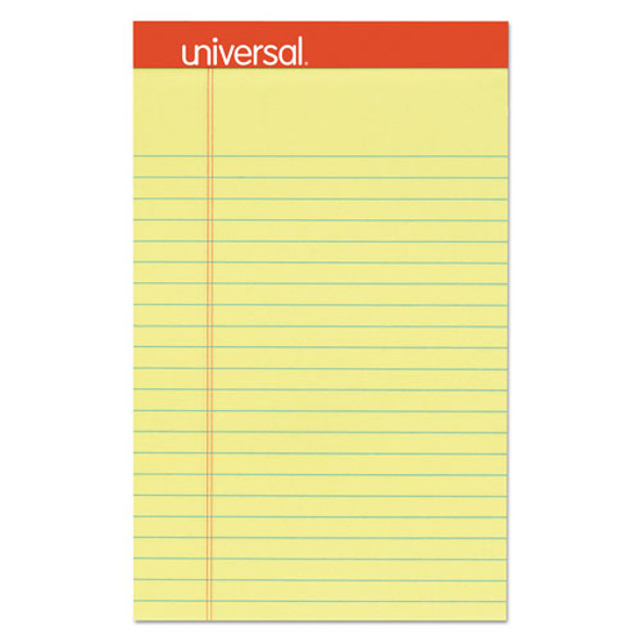 Universal Perforated Ruled Writing Pads, Narrow Rule, 5 x 8, Canary, 50 Sheets, Dozen