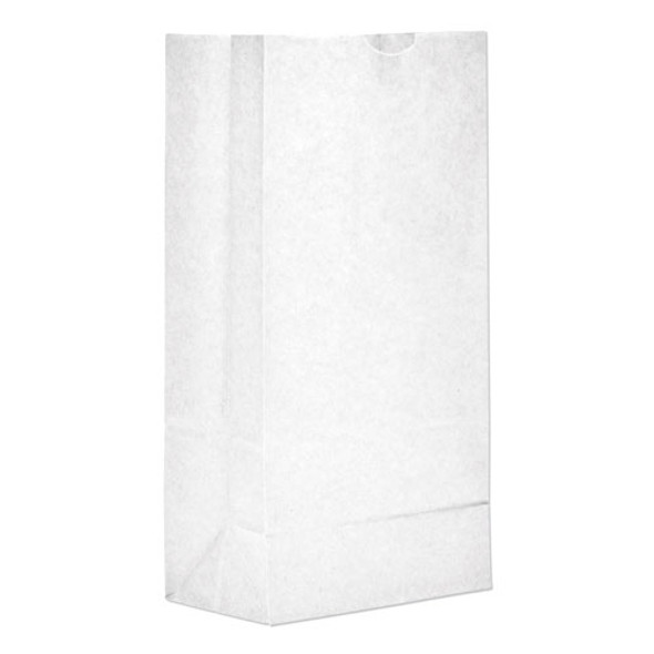 #8 Paper Grocery Bag, 35lb White, Standard 6 1/8 x 4 1/6 x 12 7/16, 500 bags