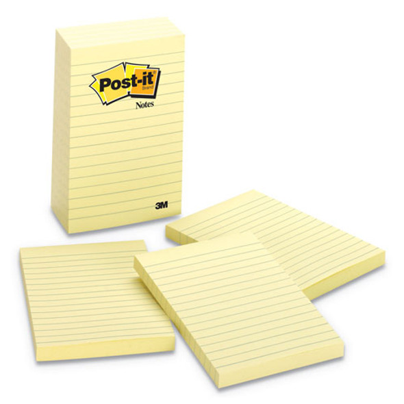 Original Pads in Canary Yellow, Lined, 4 x 6, 100-Sheet, 5/Pack