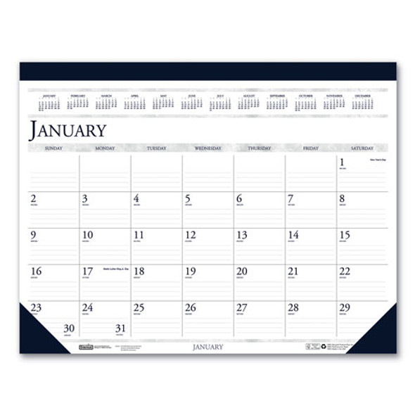 Recycled Two-Color Monthly Desk Pad Calendar, 22 x 17, 2022