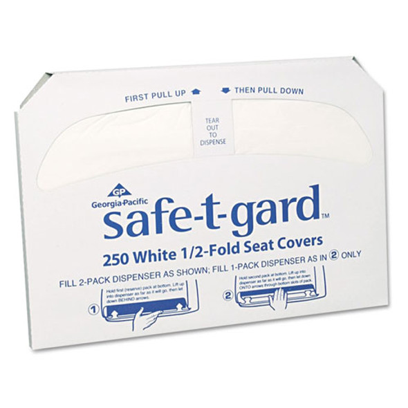 GP Half-Fold Toilet Seat Covers, White, 250/Pack, 20 Boxes/Carton