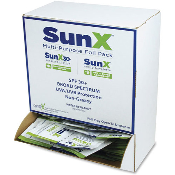 SunX Single-Use Lotion/Towelette Combo in Wall-mount Dispenser, 50 Wipes