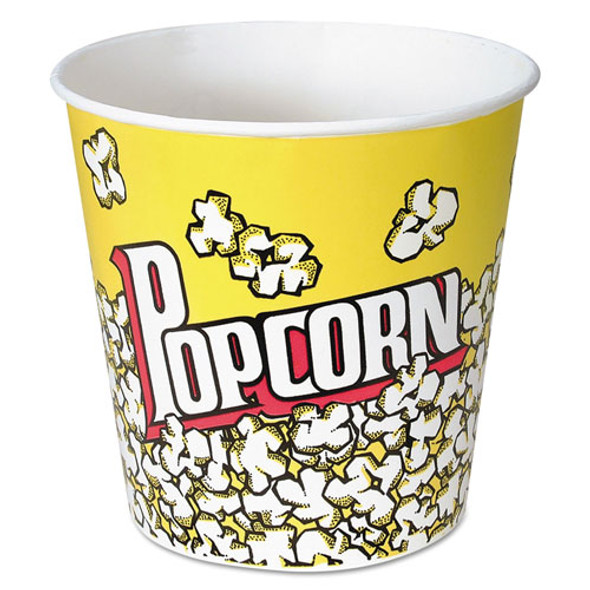Solo Paper Popcorn Bucket, 85 oz, Popcorn Design, 15/Pack