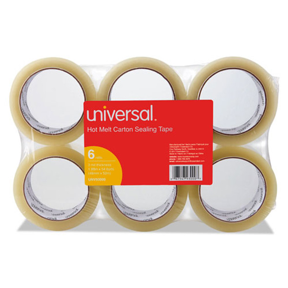 Universal Heavy-Duty Box Sealing Tape, 3" Core, 1.88" x 54.6 yds, Clear, 6/Box