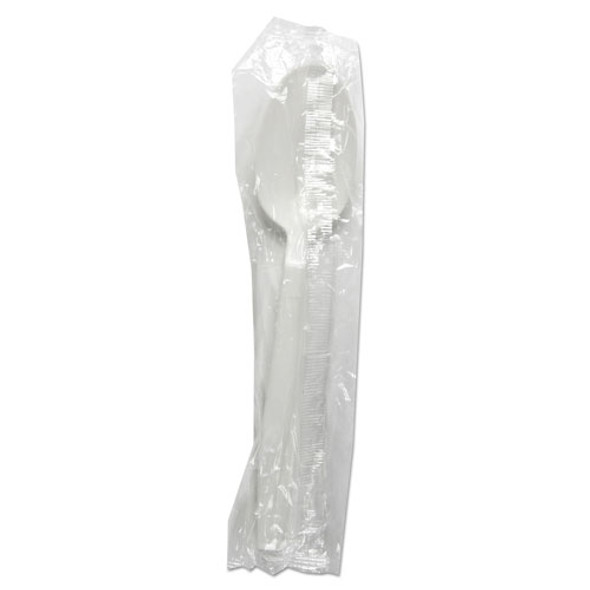 Heavyweight Wrapped Polypropylene Cutlery, Teaspoon, White, 1,000/Carton