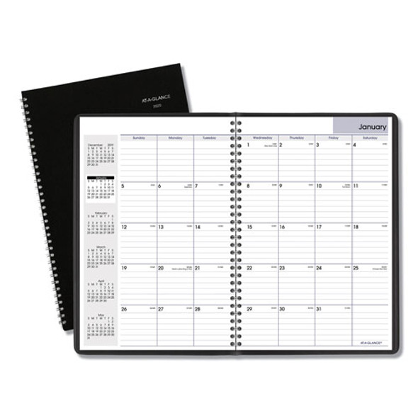 Monthly Planner, 12 x 8, Black Two-Piece Cover, 2021-2022