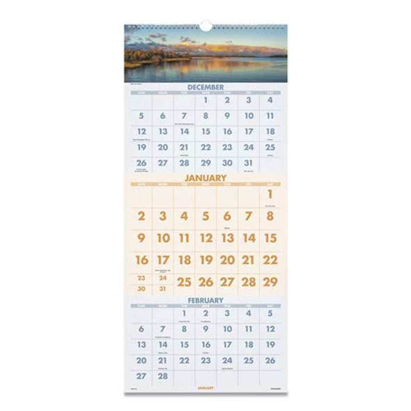 Scenic Three-Month Wall Calendar, 12 x 27, 2022
