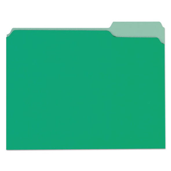 Universal Deluxe Colored Top Tab File Folders, 1/3-Cut Tabs, Letter Size, Green/Light Green, 100/Box