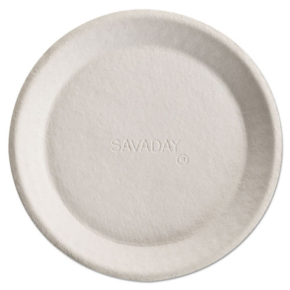 Savaday Molded Fiber Plates, 10", Cream, Round, 500/Carton