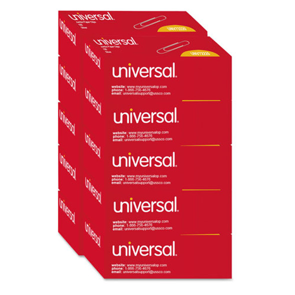 Universal Paper Clips, Jumbo, Silver, 100 Clips/Box, 10 Boxes/Pack