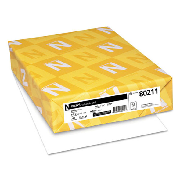 Exact Vellum Bristol Cover Stock, 94 Bright, 67lb, 8.5 x 11, White, 250/Pack