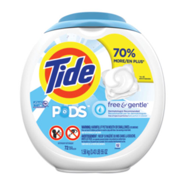 PODS Laundry Detergent Liquid Pacs, High Efficiency Compatible, Free & Gentle, 72 Per Pack, 4/Case, 288 Total