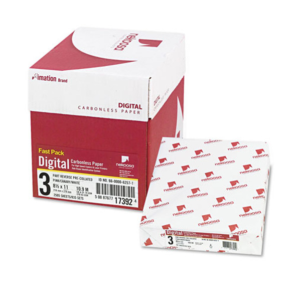 Fast Pack Carbonless 3-Part Paper, 8.5 x 11, Pink/Canary/White, 500 Sheets/Ream, 5 Reams/Carton