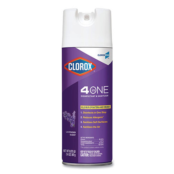 4 in One Disinfectant and Sanitizer, Lavender, 14 oz Aerosol, 12/Carton